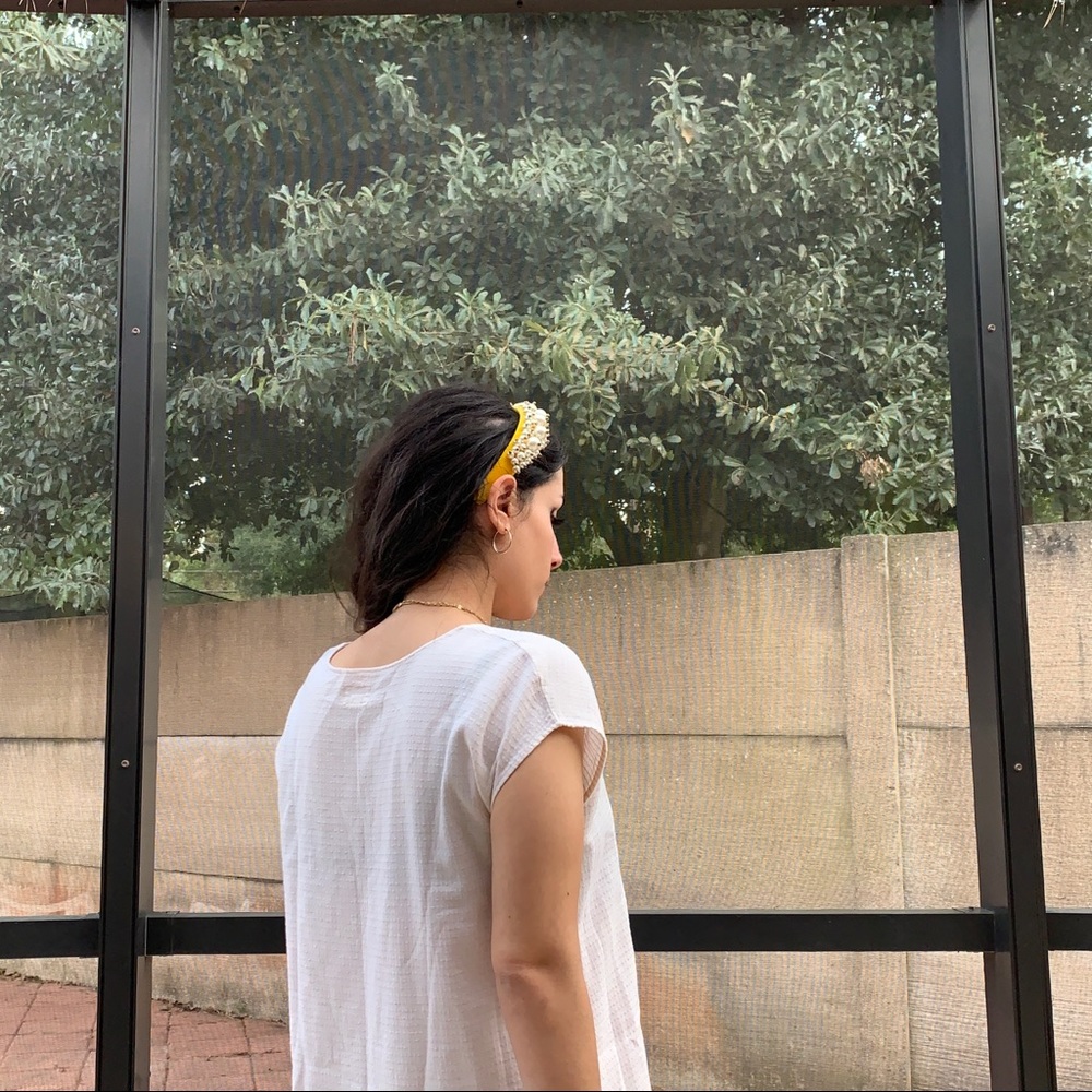 White textured linen dress